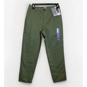 Berkley Jensen Women's Roll Cuff Twill Pant Small Green NWT Elastic Back Waist